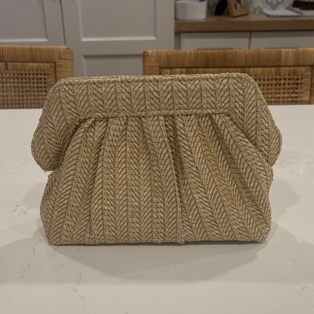 Elegant Tan Woven Clutch